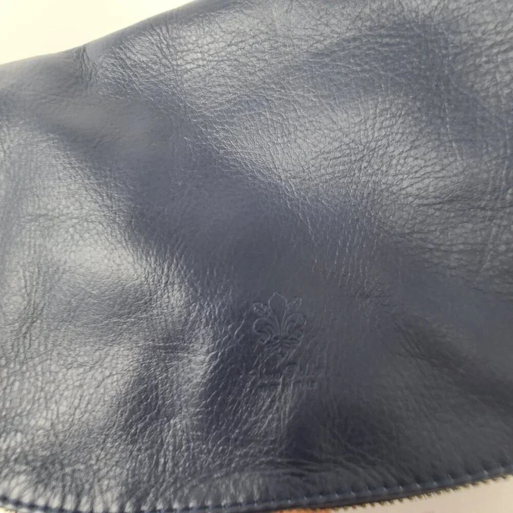 Vintage Vera Pelle Italian Leather Crossbody Handbag Navy Blue‎ Messenger